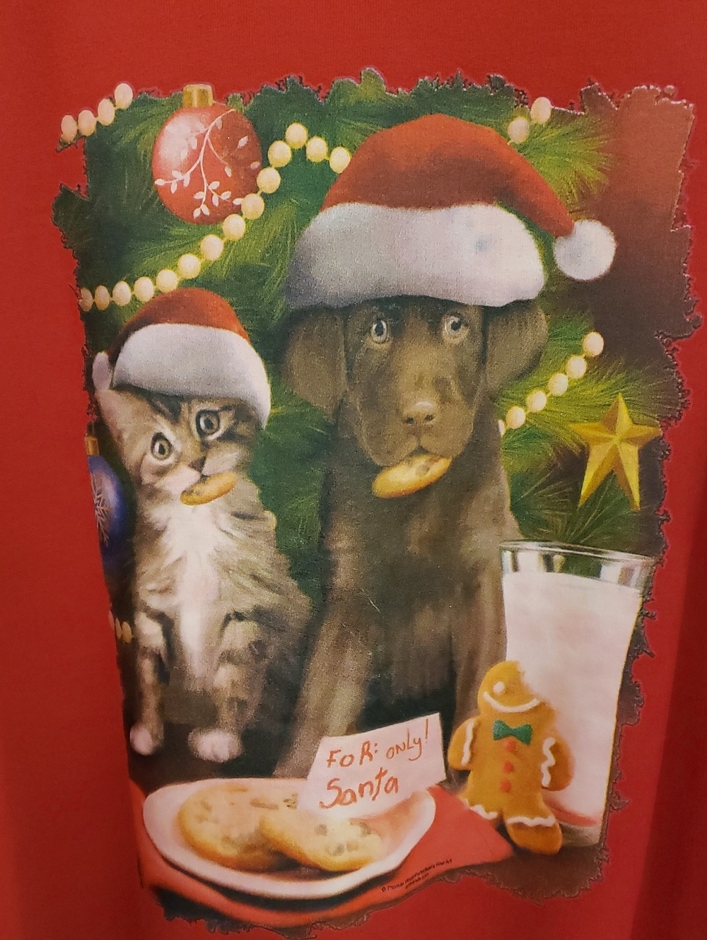 1990s Y2K Vintage Dog Cat Santa Sweatshirt